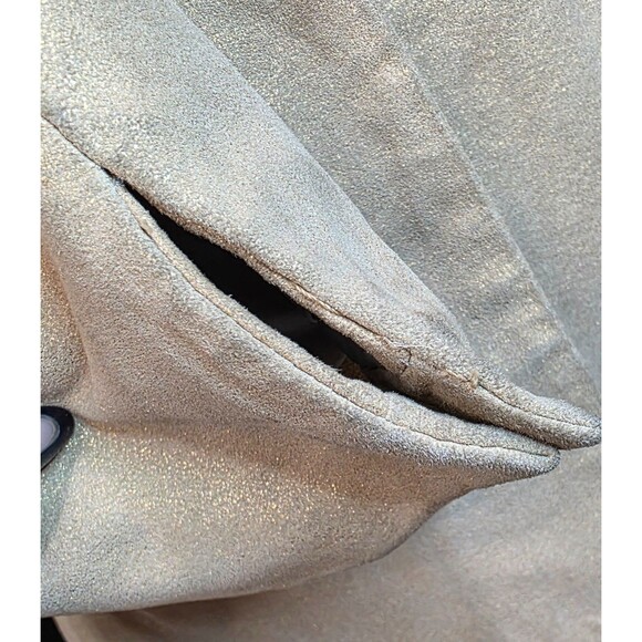 Vintage Lux Collarless Metallic Leather Jacket – 2000s – Size Large - Picture 10 of 13